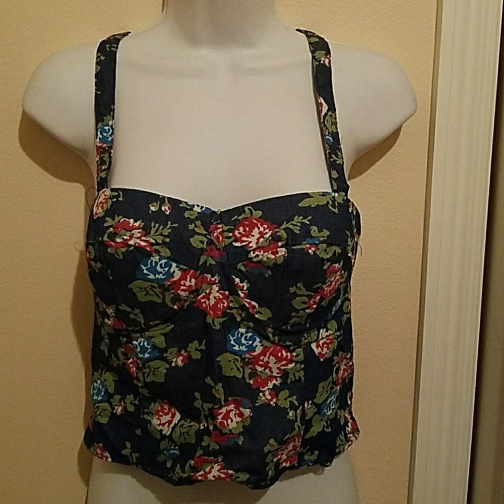 Blue floral crop top